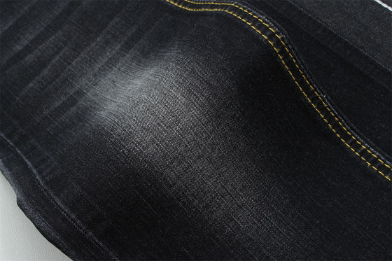 Темно-черная джинсовая ткань с высокой степенью растяжимости и эффектом слаб для детских и женских джинсов