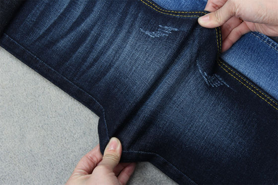 Хорошая цена Индиго синий кроссшатч джинсовый ткань полный растяжение 10,3 один раз джинсы материалы онлайн